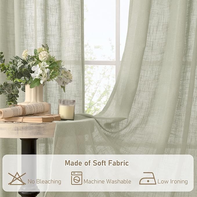 LAMIT Linen Curtains for Living Room 84 Inch Length, Bronze Grommet Light - Image 9