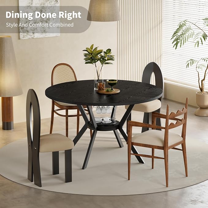 Black Dining Table for 2-4, 42 Inch Round Kitchen Table - Image 7