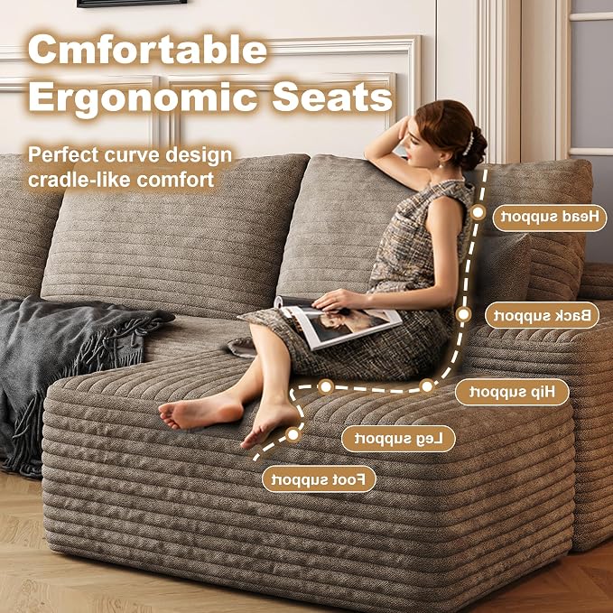 108" Sectional Couches for Living Room Cloud Couch Sofa - Image 5