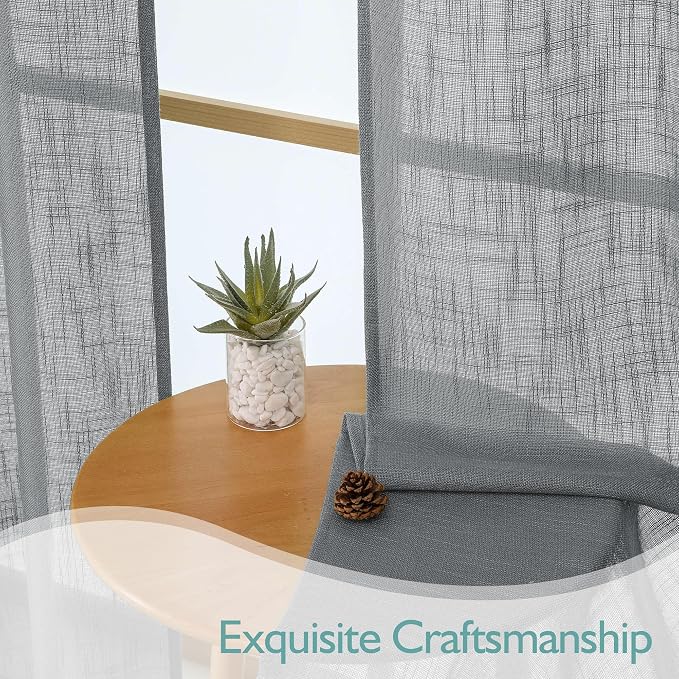 Chyhomenyc Charcoal Grey Semi Sheer Curtains 36 Inch Length, Light Filtering - Image 6