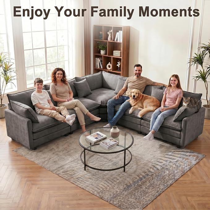 111.4" V-Shaped Corner Couch Sectional｜5 Seat Customizable Modular Cloud - Image 7