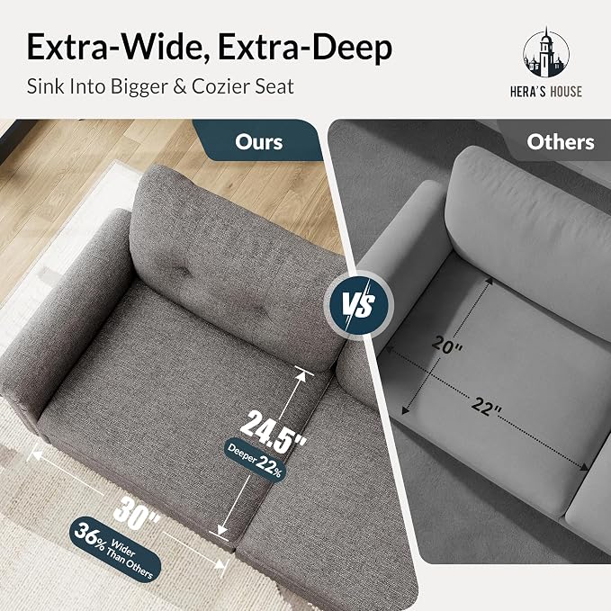 HERA'S HOUSE 2 Pieces Modular Sectional Sofa Sets, Oversized Couch Set - Image 4