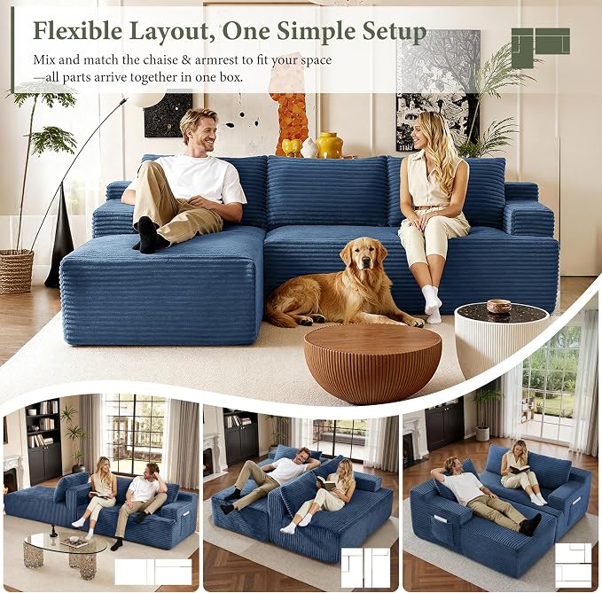 96" Sectional Couches for Living Room Cloud Couch Sofa - Image 7