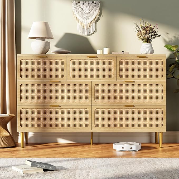 GarveeHome Rattan 7 Drawer Dressers by GarveeHome