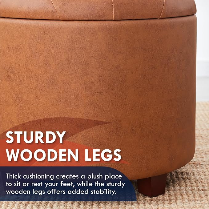 Ornavo Home Round Storage Ottoman - Image 6