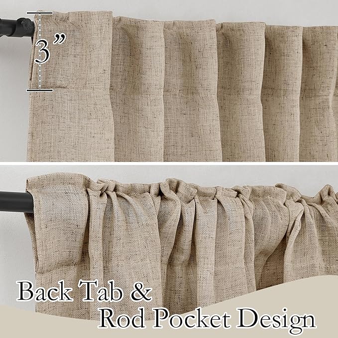 RYB HOME Linen Sheer Curtains for Small Window, Back Tab Breathable Absorbent - Image 3