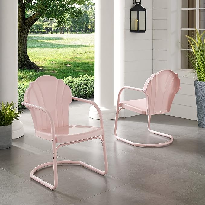 Crosley Furniture Tulip 2-Piece Outdoor Chair Set, Retro Metal Patio Chairs - Image 2