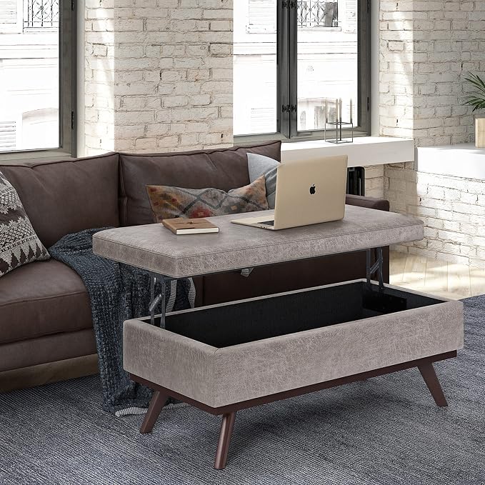 SIMPLIHOME Owen Lift Top Coffee Table Storage Ottoman - Image 2