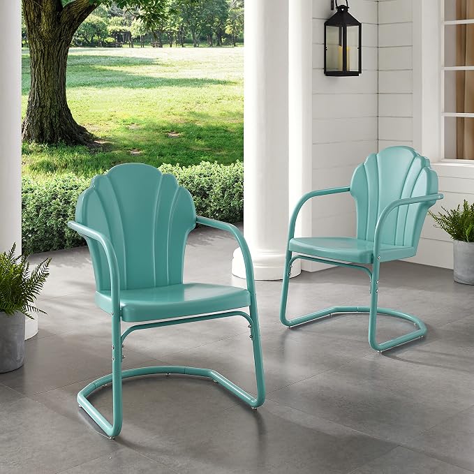 Crosley Furniture Tulip 2-Piece Outdoor Chair Set, Retro Metal Patio Chairs - Image 7