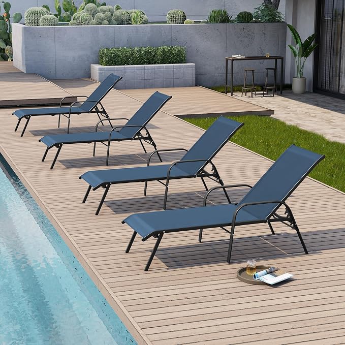 Crestlive Products Outdoor Chaise Lounge Chair, 5-Position Pool Lounge Chairs - Image 8