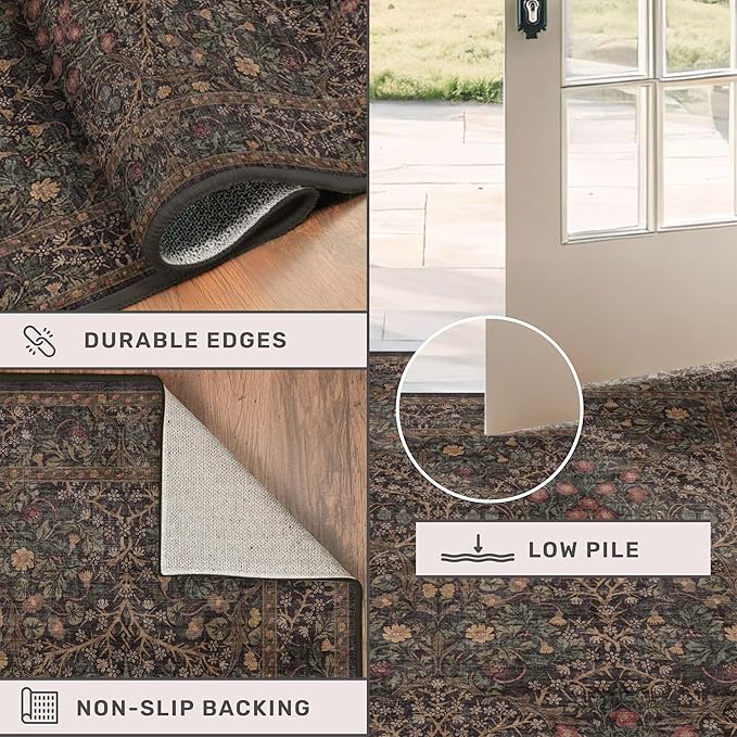 Dark Brown Washable 2x6 Runner Rugs - Image 5
