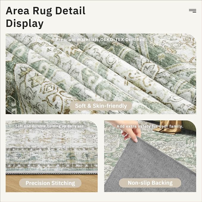 6x9 Area Rug for Living Room Washable 6x9 Rug Non-Slip Modern Rugs for Bedroom - Image 6