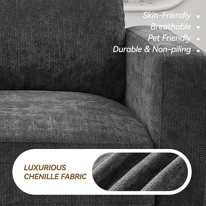 77.4" Chenille Modular Loveseat Oversized Upholstered 2 Seater Sectional Sofa - Image 8