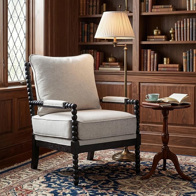 DUHOME Linen Fabric Spindle Accent Chair - Image 3