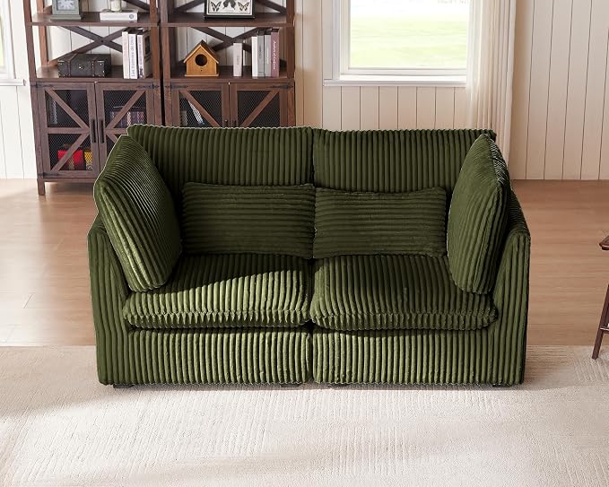 77" Oversized Corduroy Couch Modular Sectional Sofa, Washable Cloud Couch by CHICHOUSE