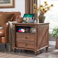 T4TREAM 24'' Farmhouse End Table w/4 Solid Wood Feet, Large 2 Drawers Wide Sofa by T4TREAMFurniture