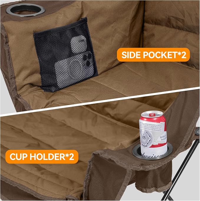 Huskfirm 3 Person Camping Chairs Folding Double Camping Chair Portable - Image 5