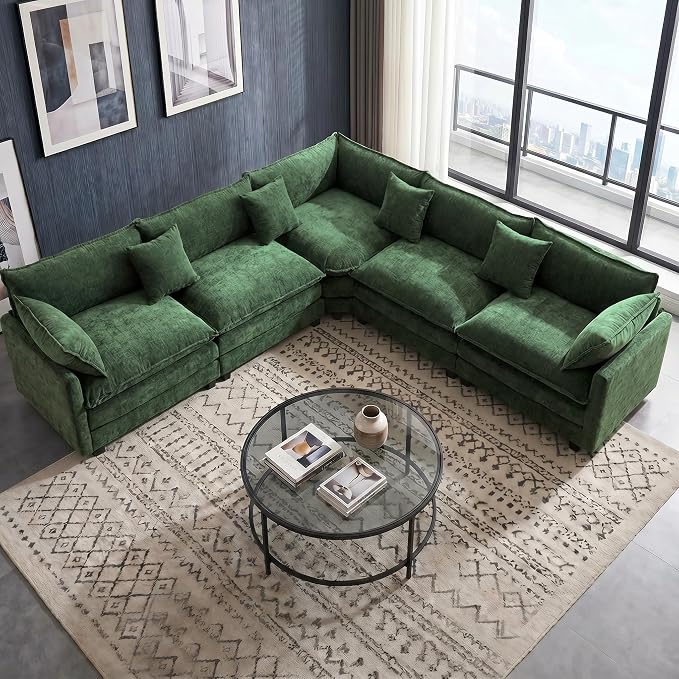 111.4" V-Shaped Corner Couch Sectional｜5 Seat Customizable Modular Cloud by MUDANT