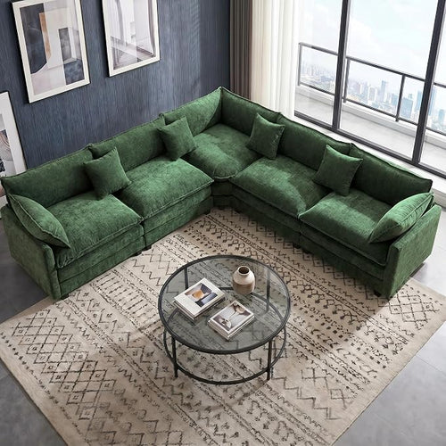 111.4" V-Shaped Corner Couch Sectional｜5 Seat Customizable Modular Cloud by MUDANT