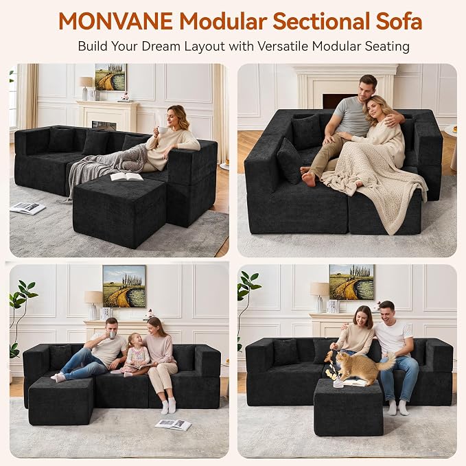 MONVANE 103'' Modular Sectional Sofa, Cloud Sectional Couch - Image 3