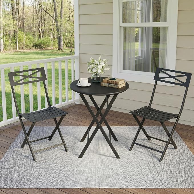 GarveeTech 3-Piece Folding Bistro Set, Heavy Duty Outdoor Patio Furniture - Image 7