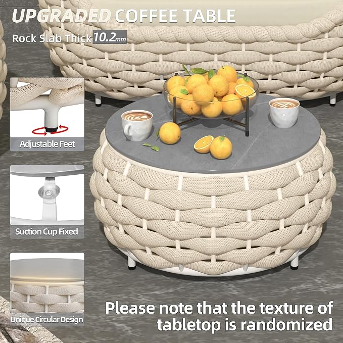 TWT 5-Piece Aluminum Patio Furniture Set, Olefin Rope Modern Outdoor - Image 6