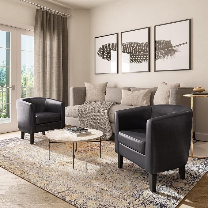 BELLEZE Accent Barrel Chair, Club Tub Sofa Corner Chair - Image 6