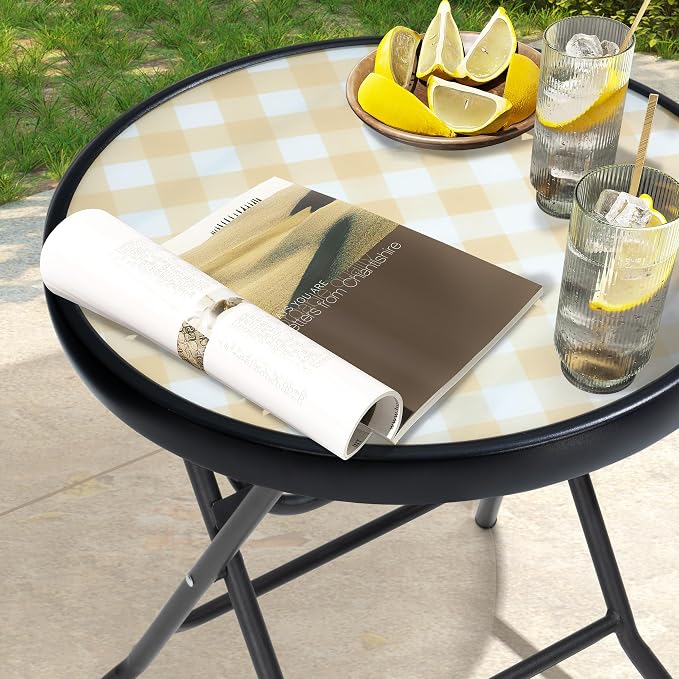 Foldable Patio Side Tables, 17.7" Small End Table Outdoor Weatherproof - Image 5