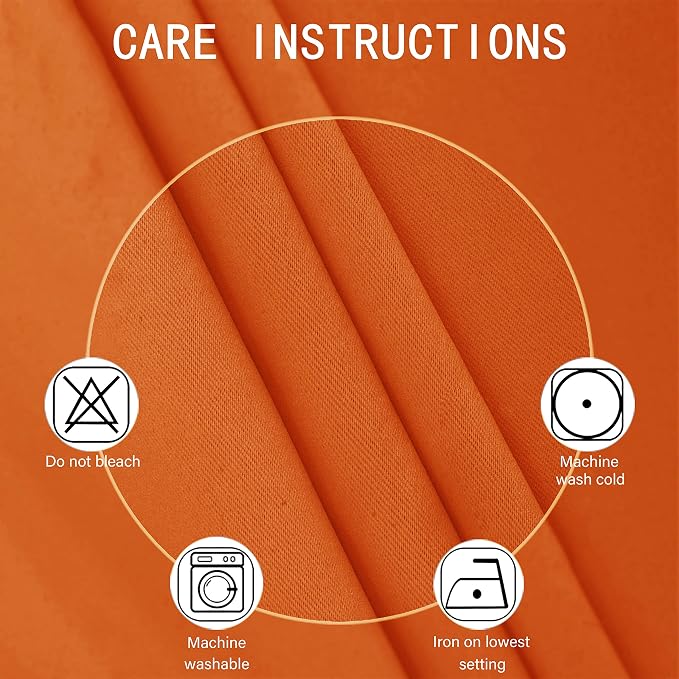 LEMOMO Orange Blackout Curtains 66 x 63 Inch Length/Set of 2 Curtain - Image 4