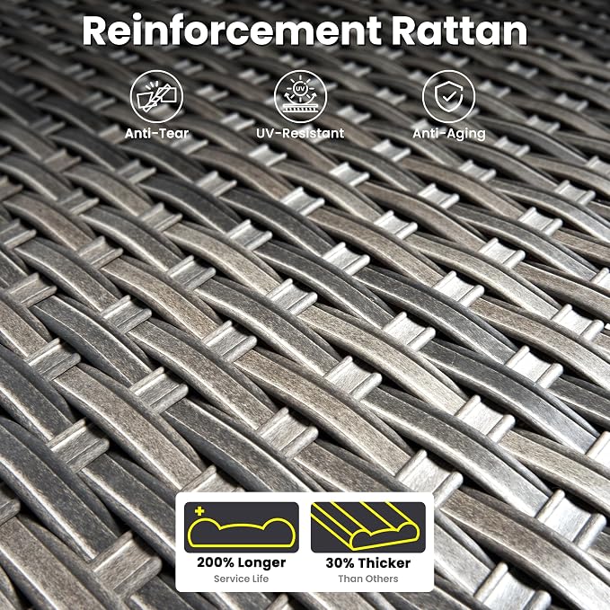 ovios 5 Pieces Patio Furniture Set, Outdoor Wicker Sofa Couch - Image 2