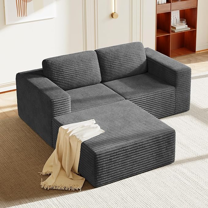 Vesgantti 80" Modular Sectional Sofa, Corduroy Cloud Couch by Vesgantti