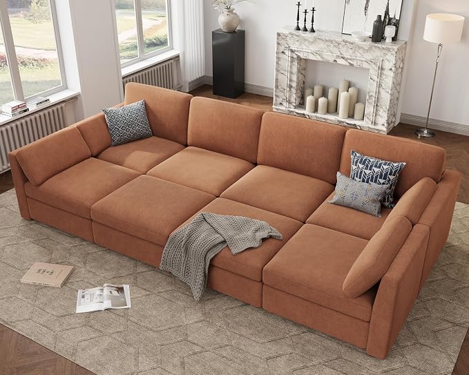 Oversized Modular Sectional Sleeper Couch, Solid Wood Frame, Removable Washable by Kalafini
