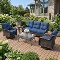 Patio Furniture Set, High Back Rattan Sofa & Swivel Rocker Chairs, Weather by SAILARYPatioFurniture