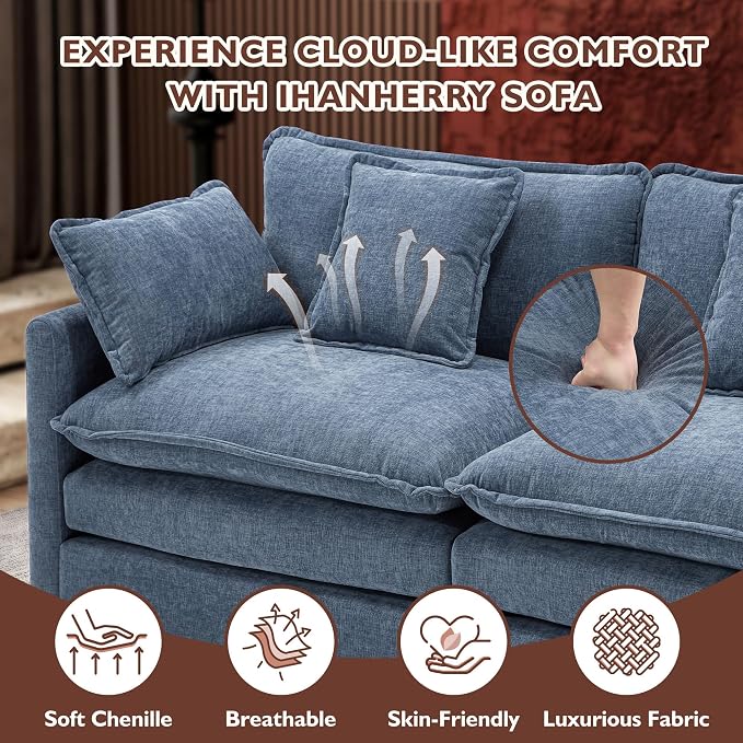 Ihanherry Cloud Sofa 77 Inch Loveseat, Modern Sectional Couch, 2-Seats Sofa - Image 5
