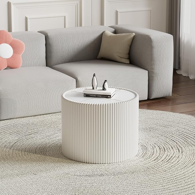 Round Marble End Table, 17.72" White Small Side Table - Image 4