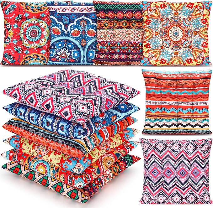 Menkxi 6 Pcs Bohemian Floor Pillows Seating 15 Inch Boho Floor Cushions Sitting by Menkxi