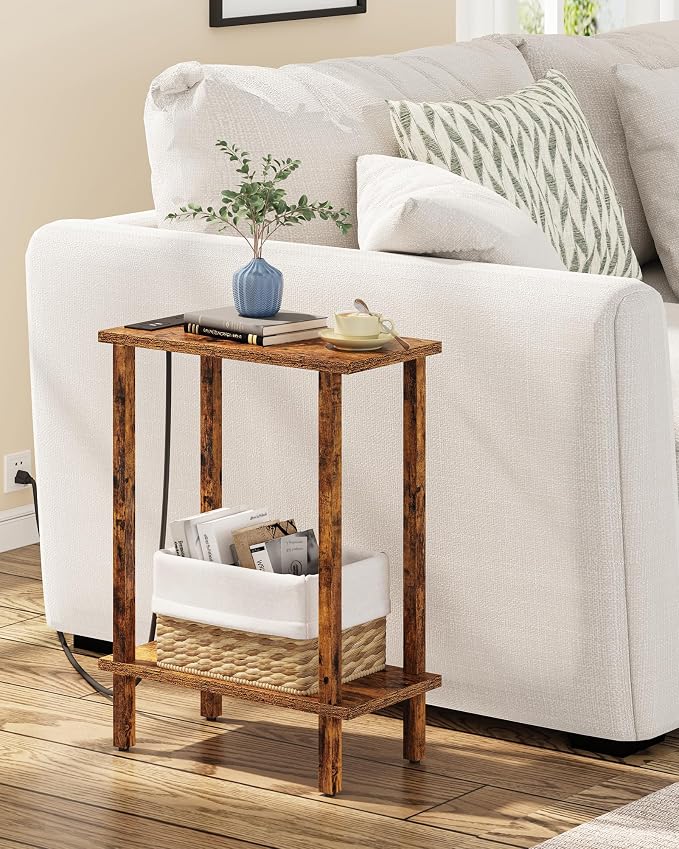 TUTOTAK Small End Table with Charging Station, Narrow Side Table with USB Ports by ChoosetutotakFurnitureBuildYourCozyHome