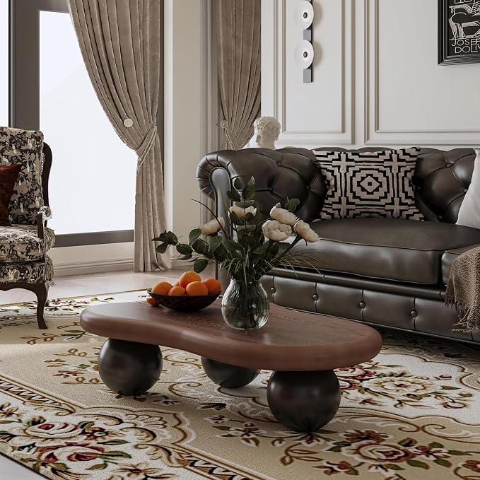40” Cloud Coffee Table with 3 Ball Legs, Modern Irregular Center Table - Image 3