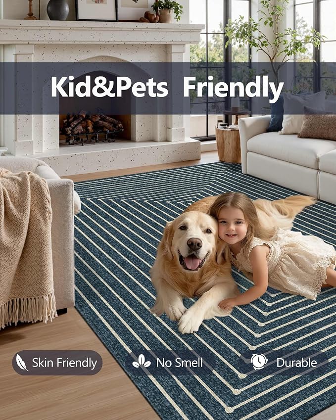 Latte&Fog 6x9 Area Rugs for Living Room Bedroom, Boho Non Slip Low Pile Carpet - Image 8
