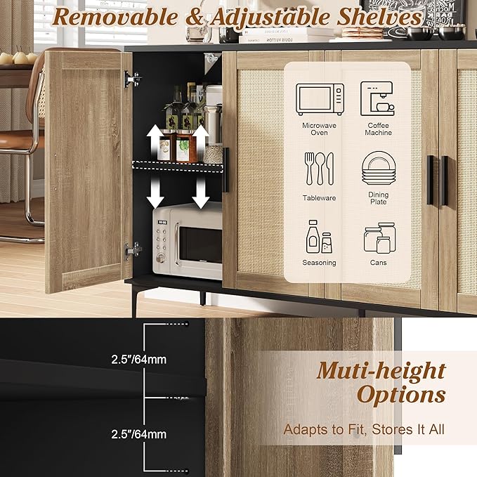 JASIWAY Buffet Cabinet with Storage, Modern Coffee Bar Cabinet Console Table - Image 4