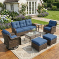 Patio Furniture Set, High Back Rattan Sofa & Swivel Rocker Chairs, Weather by SAILARYPatioFurniture