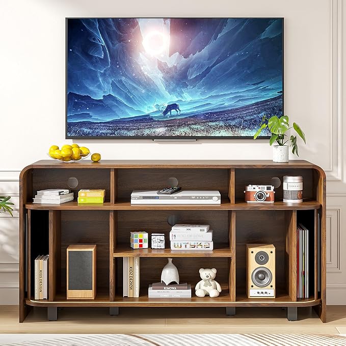 Small Fluted TV Stand for Bedroom, Mid Century Modern Media TV Console for 55 - Image 3