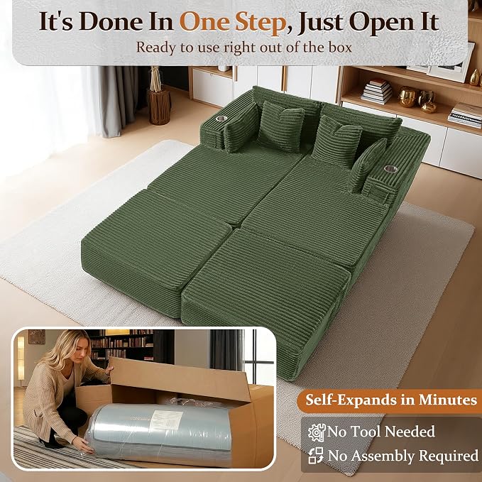 72" Cloud Sectional Couch, Comfort Sleep Sofa - Image 3