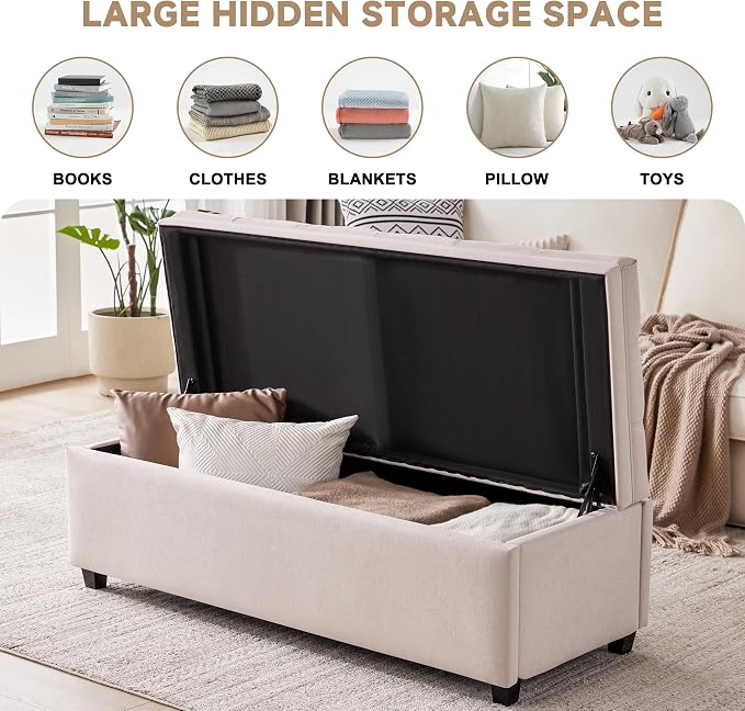 Mangodan 50" Storage Ottoman Bench, Tufted Ottoman - Image 3