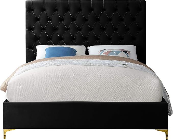 Meridian Furniture Cruz Collection Modern | Contemporary Velvet Upholstered Bed - Image 7