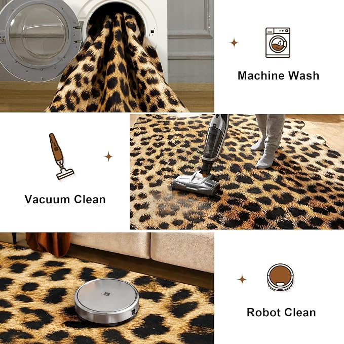 AROGAN Western Decor Faux Fur Leopard Rug, 6.2 x 7 Feet Premium Animal Skin - Image 6