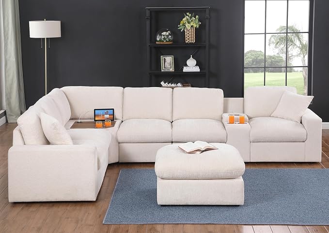 Ball & Cast 127" Oversized Modular Sectional Sofa L-Shaped, Large Chenille - Image 3