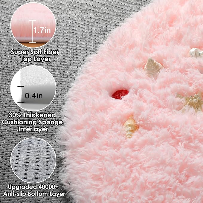ONASAR Light Pink Round Area Rugs 3ft - Image 2