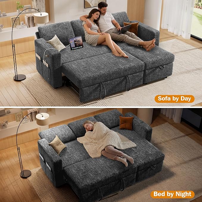 Sunny Heart 82" L Shaped Sectional Sleeper Sofa Bed - Image 6