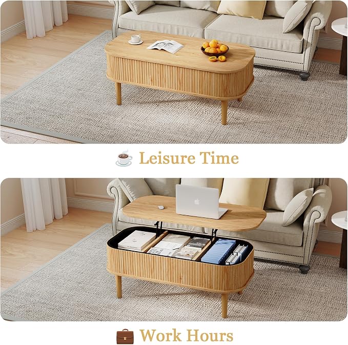 Fluted Lift Top Coffee Table - Image 3
